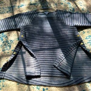 Crown and Ivy, petite small, dark grey and navy blue stripes